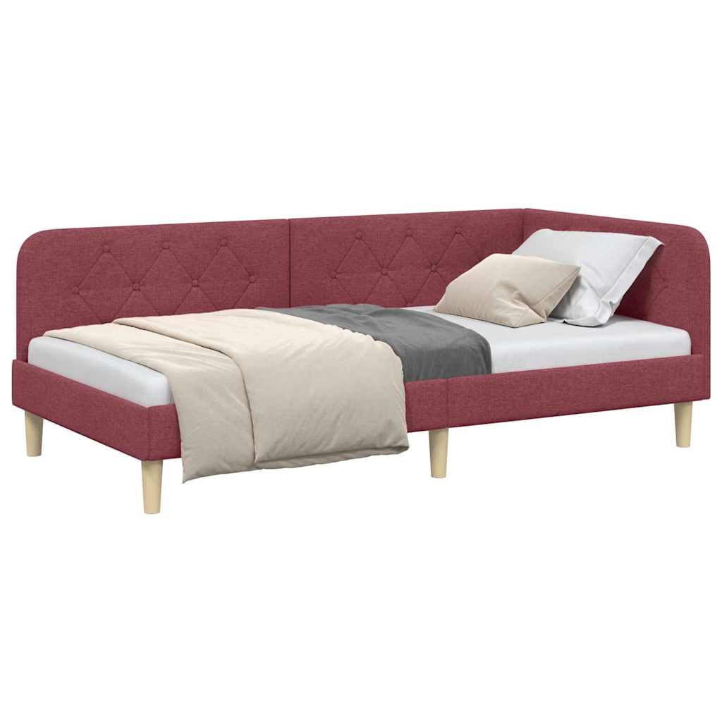 Cornice del letto ad angolo Rosso Vino 90 x 200 cm Tessuto | homemem39