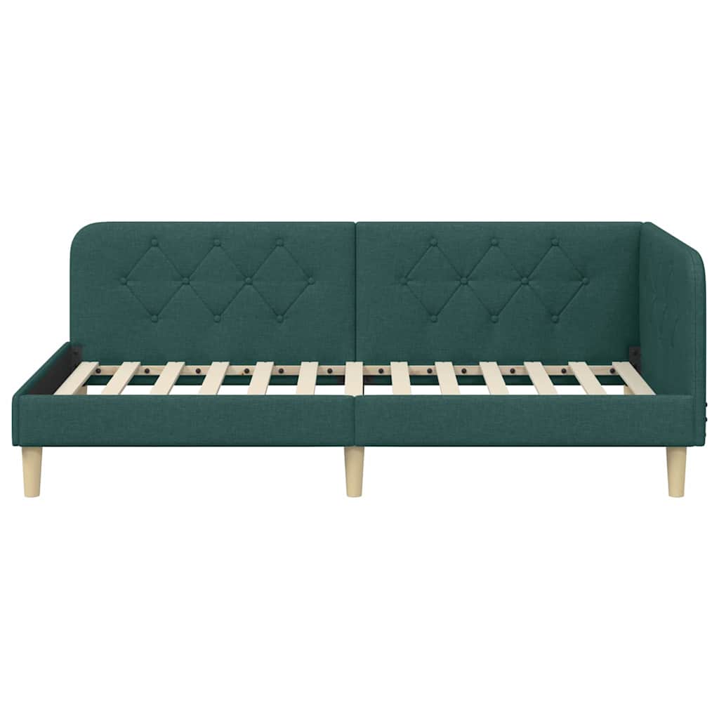Cornice del letto ad angolo Verde Scuro 90 x 200 cm Tessuto | homemem39