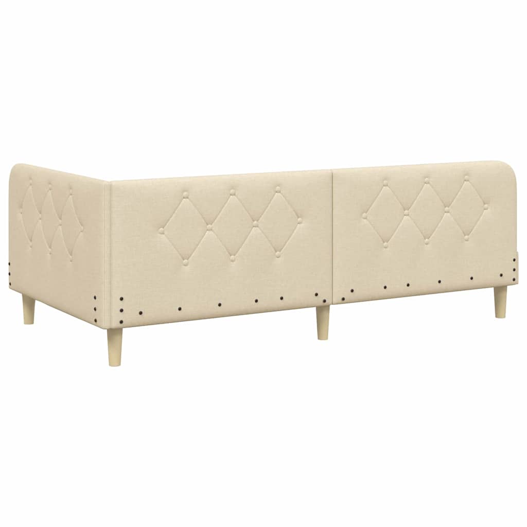 Cornice del letto ad angolo Crema 90 x 200 cm Tessuto | homemem39