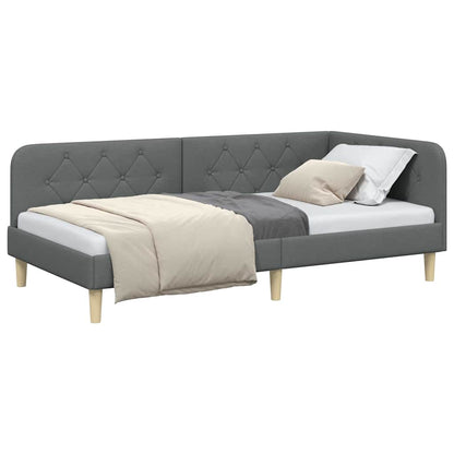 Cornice del letto ad angolo Grigio scuro 100 x 200 cm Tessuto | homemem39