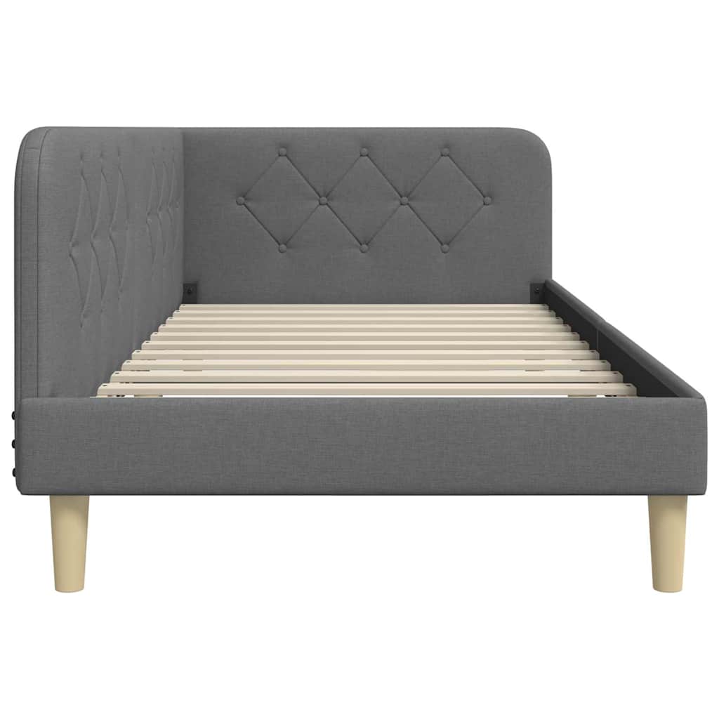 Cornice del letto ad angolo Grigio scuro 100 x 200 cm Tessuto | homemem39