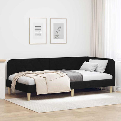 Cornice del letto ad angolo Nero 100 x 200 cm Tessuto | homemem39