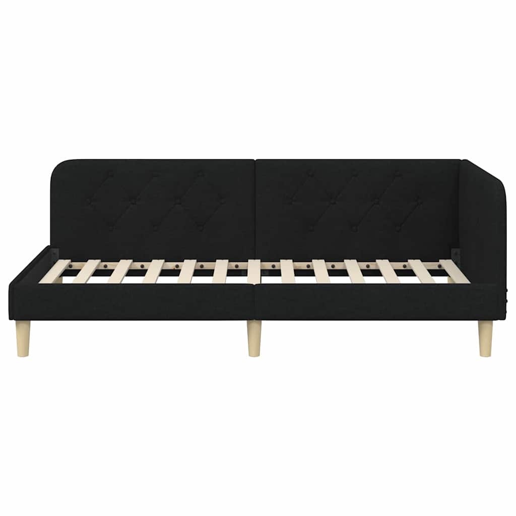 Cornice del letto ad angolo Nero 100 x 200 cm Tessuto | homemem39