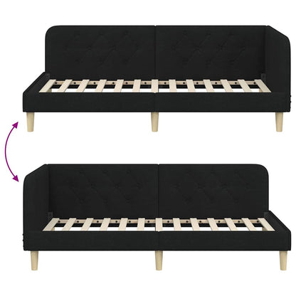 Cornice del letto ad angolo Nero 100 x 200 cm Tessuto | homemem39