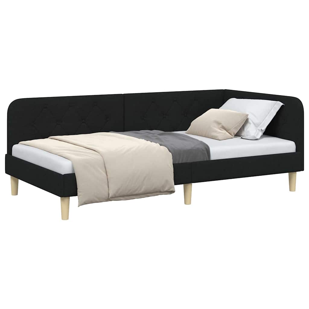 Cornice del letto ad angolo Nero 100 x 200 cm Tessuto | homemem39