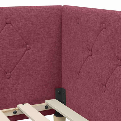Cornice del letto ad angolo Rosso Vino 100 x 200 cm Tessuto | homemem39