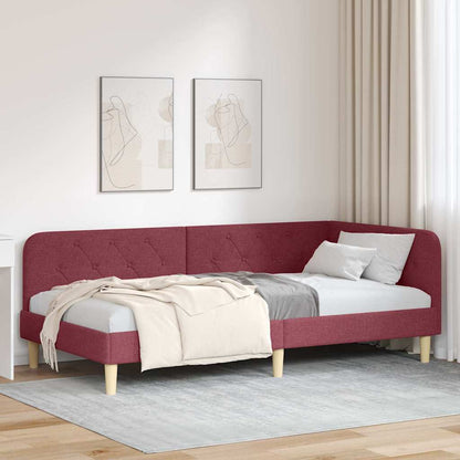 Cornice del letto ad angolo Rosso Vino 100 x 200 cm Tessuto | homemem39
