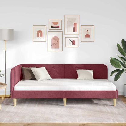 Cornice del letto ad angolo Rosso Vino 100 x 200 cm Tessuto | homemem39
