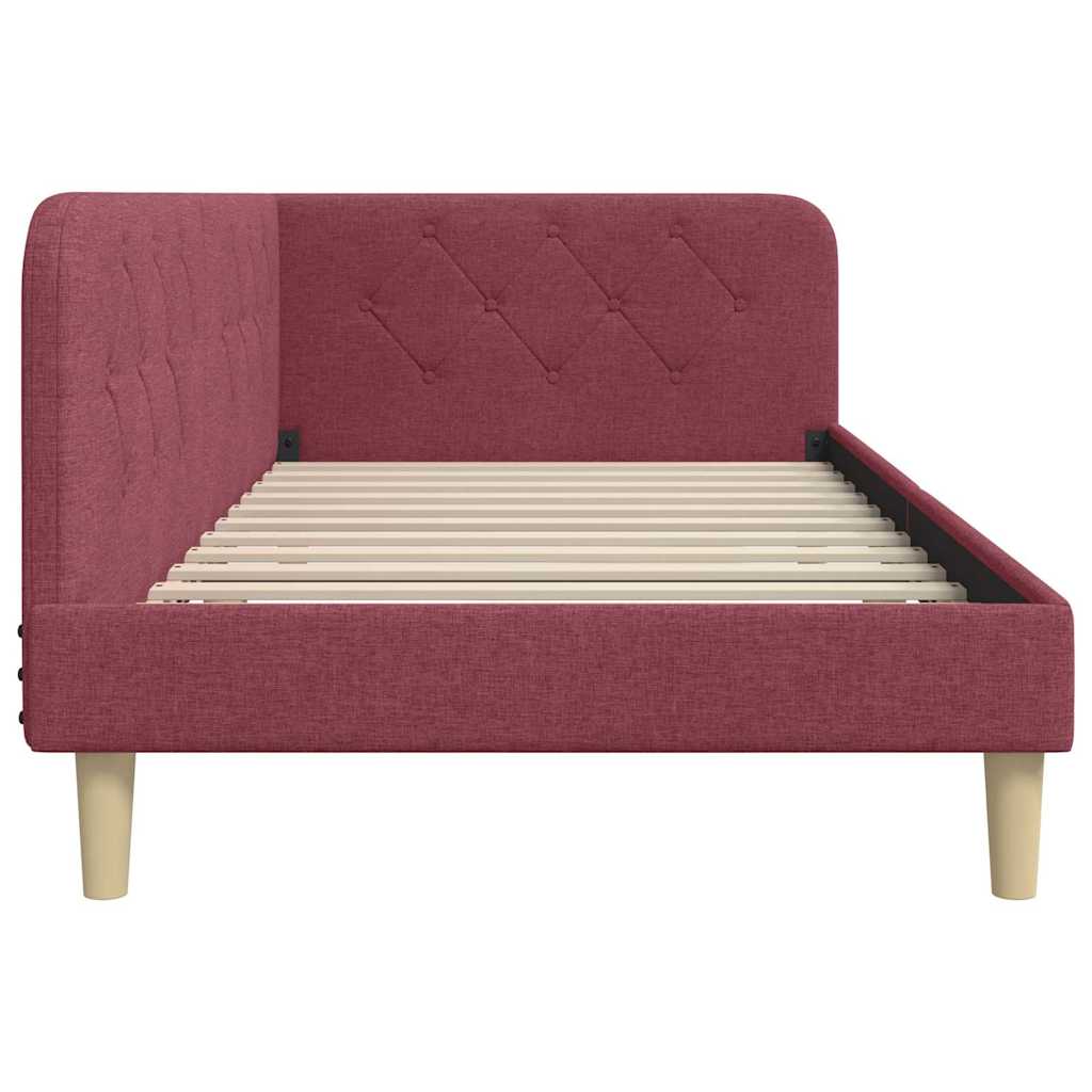 Cornice del letto ad angolo Rosso Vino 100 x 200 cm Tessuto | homemem39