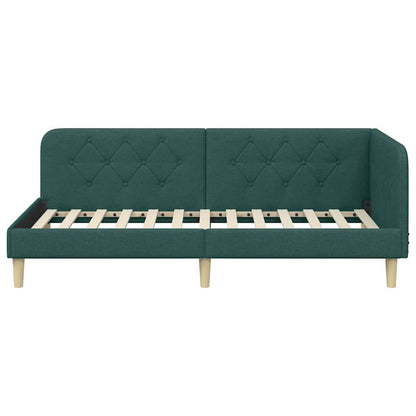 Cornice del letto ad angolo Verde Scuro 100 x 200 cm Tessuto | homemem39