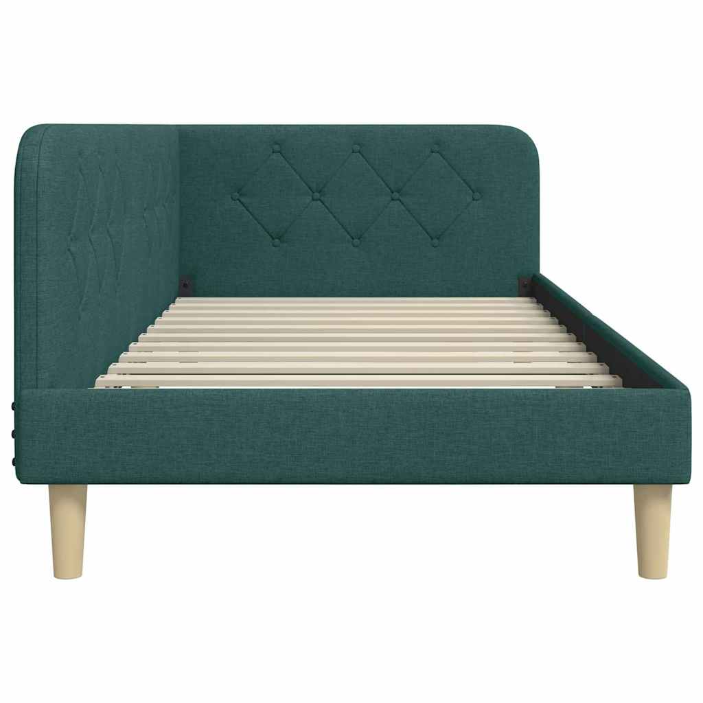 Cornice del letto ad angolo Verde Scuro 100 x 200 cm Tessuto | homemem39