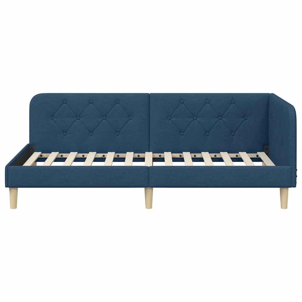 Cornice del letto ad angolo Blu 100 x 200 cm Tessuto | homemem39
