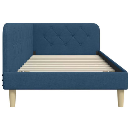 Cornice del letto ad angolo Blu 100 x 200 cm Tessuto | homemem39