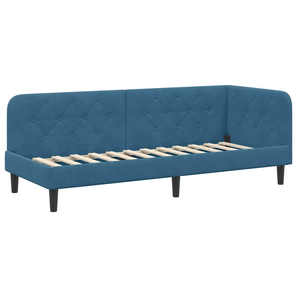 Cornice del letto ad angolo Blu 80 x 200 cm Velluto | homemem39