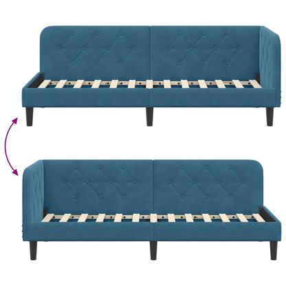 Cornice del letto ad angolo Blu 80 x 200 cm Velluto | homemem39