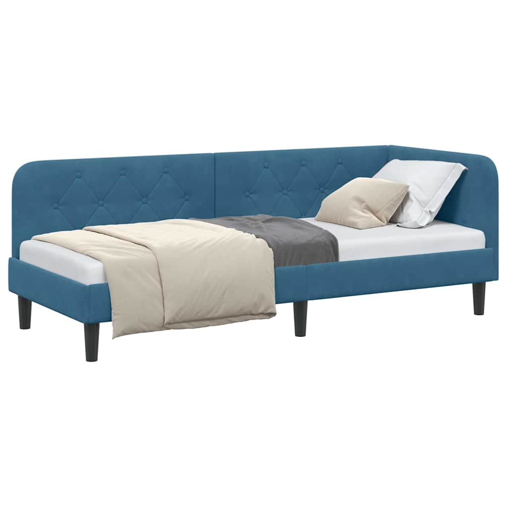 Cornice del letto ad angolo Blu 80 x 200 cm Velluto | homemem39