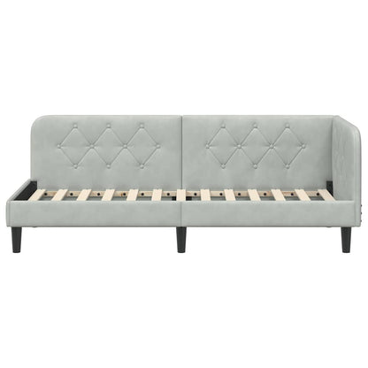 Cornice del letto ad angolo Grigio chiaro 80 x 200 cm Velluto | homemem39