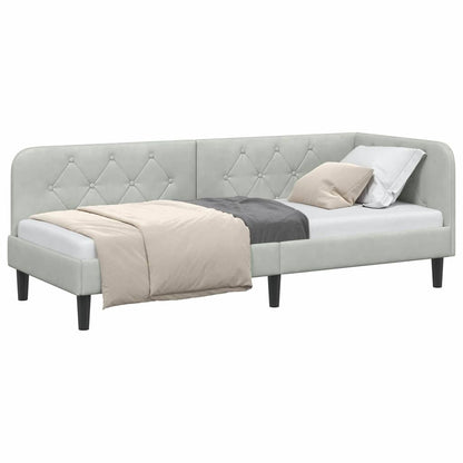 Cornice del letto ad angolo Grigio chiaro 80 x 200 cm Velluto | homemem39
