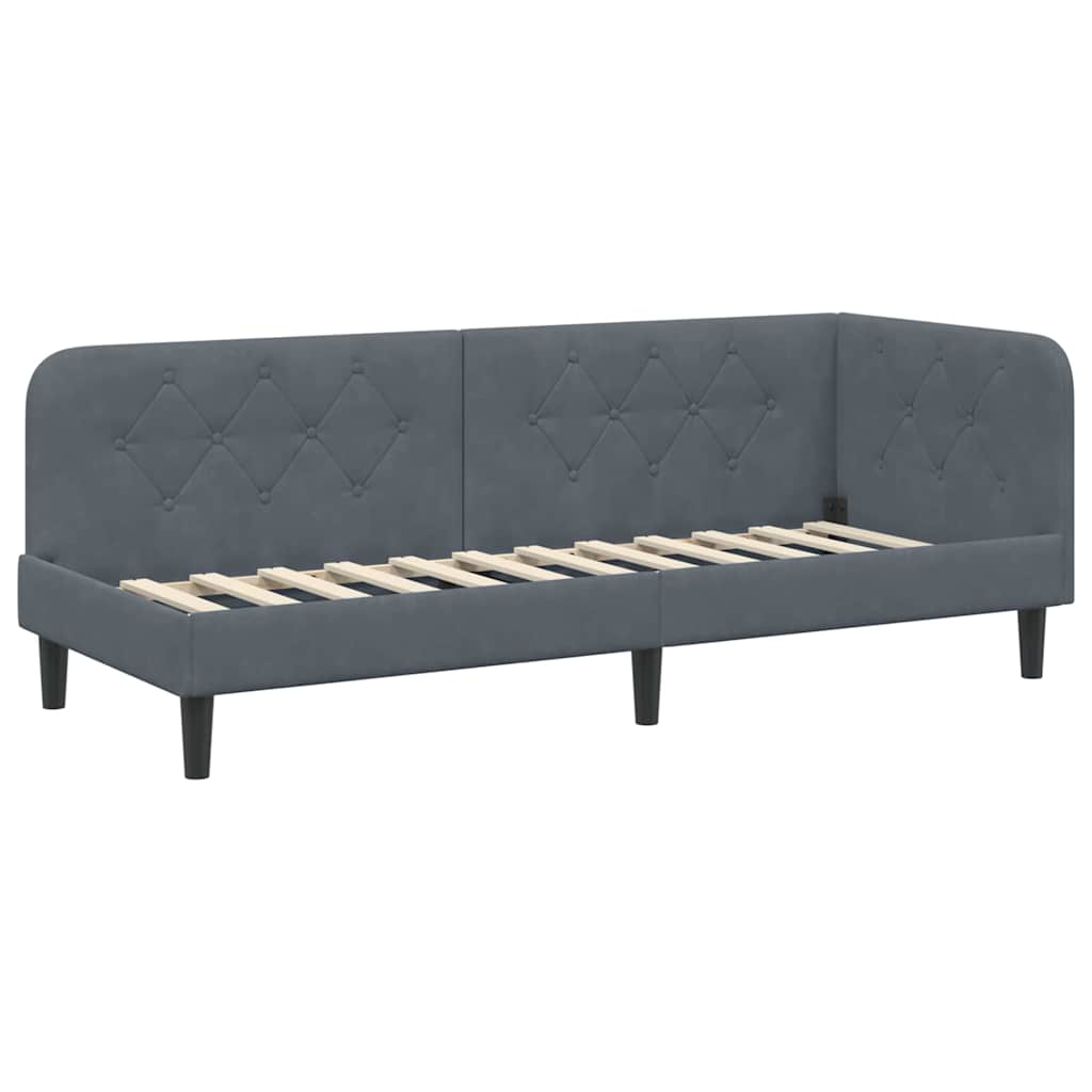 Cornice del letto ad angolo Grigio scuro 80 x 200 cm Velluto | homemem39