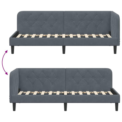 Cornice del letto ad angolo Grigio scuro 80 x 200 cm Velluto | homemem39