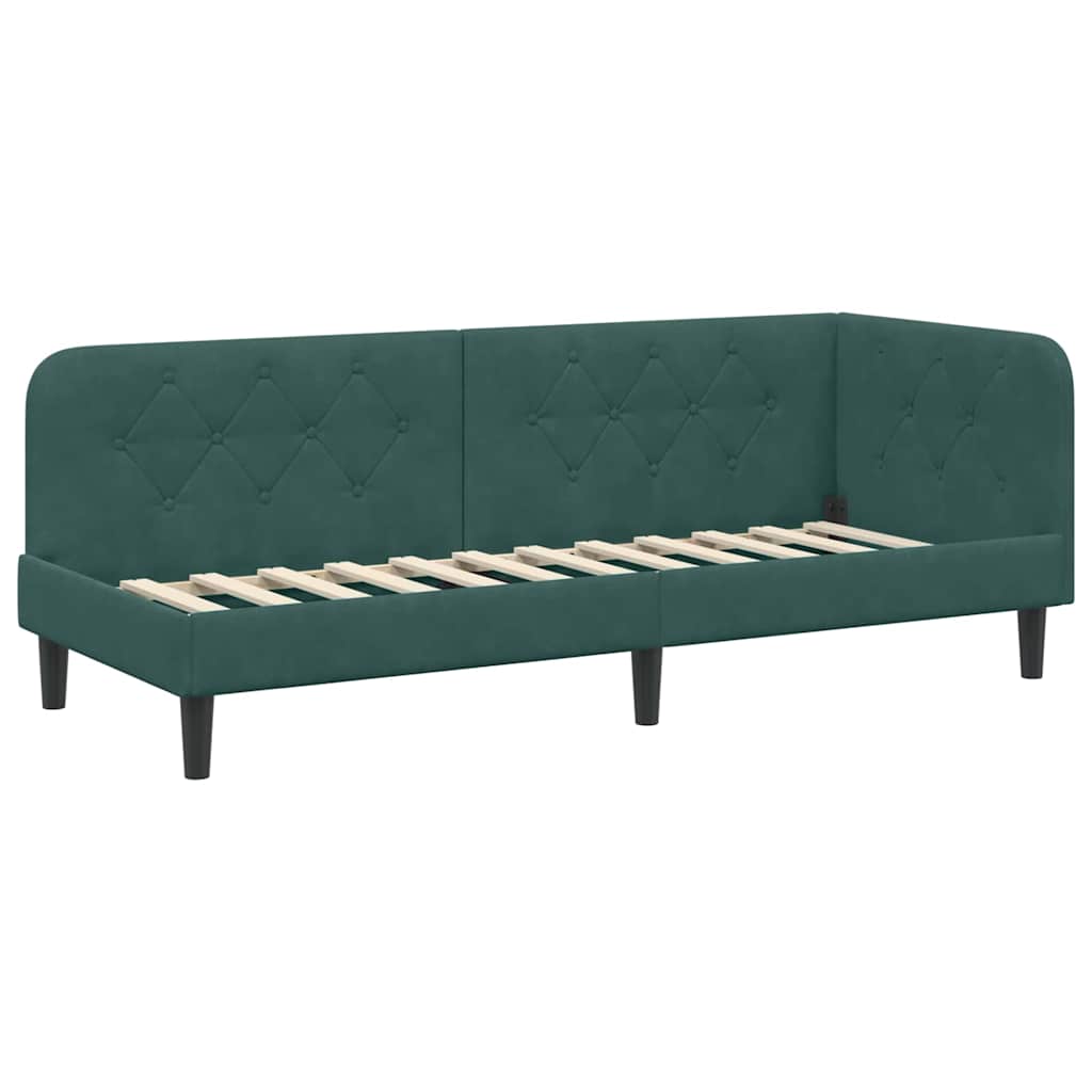Cornice del letto ad angolo Verde Scuro 80 x 200 cm Velluto | homemem39