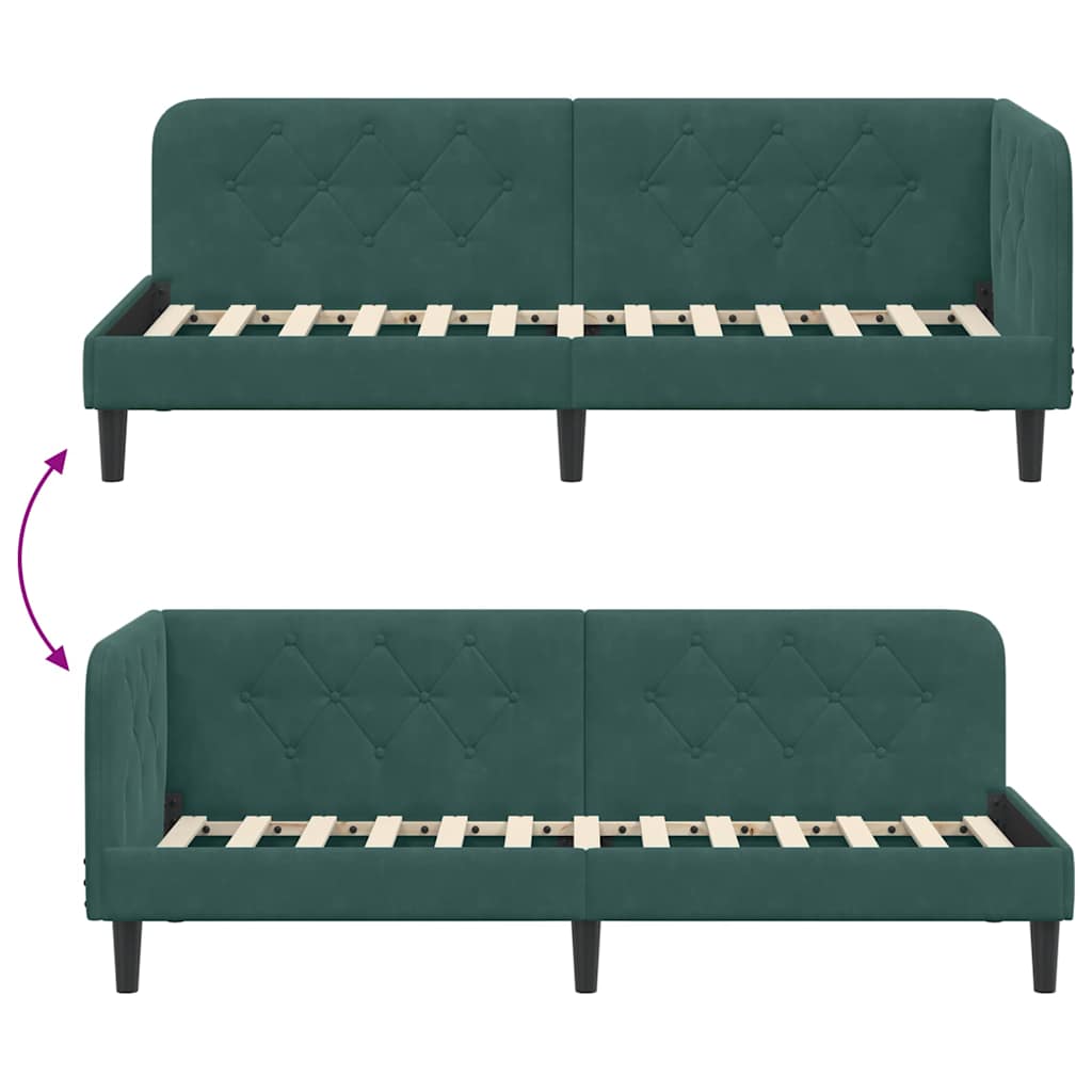 Cornice del letto ad angolo Verde Scuro 80 x 200 cm Velluto | homemem39