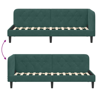 Cornice del letto ad angolo Verde Scuro 80 x 200 cm Velluto | homemem39