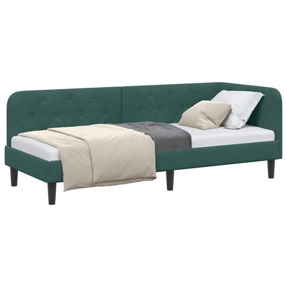 Cornice del letto ad angolo Verde Scuro 80 x 200 cm Velluto | homemem39