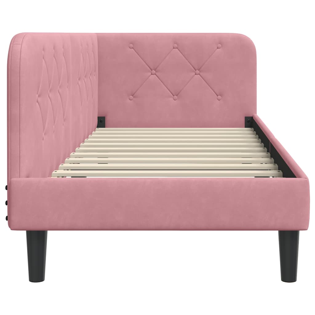 Cornice del letto ad angolo Rosa 80 x 200 cm Velluto | homemem39