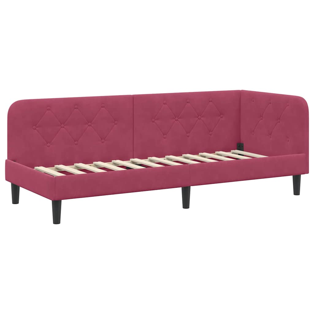 Cornice del letto ad angolo Rosso Vino 80 x 200 cm Velluto | homemem39