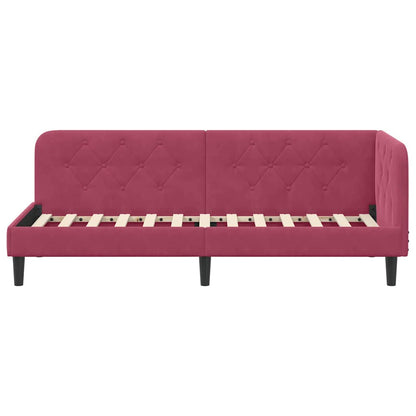Cornice del letto ad angolo Rosso Vino 80 x 200 cm Velluto | homemem39