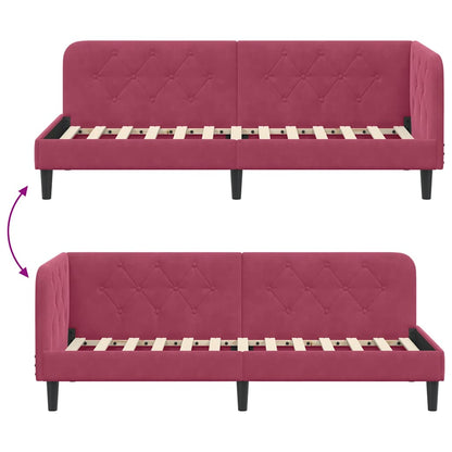 Cornice del letto ad angolo Rosso Vino 80 x 200 cm Velluto | homemem39