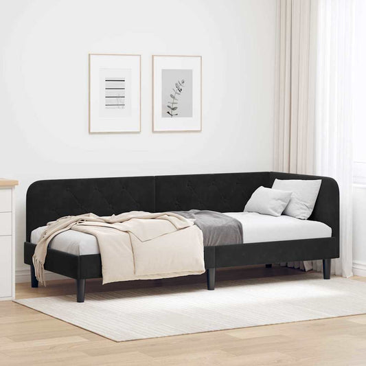 Cornice del letto ad angolo Nero 80 x 200 cm Velluto | homemem39