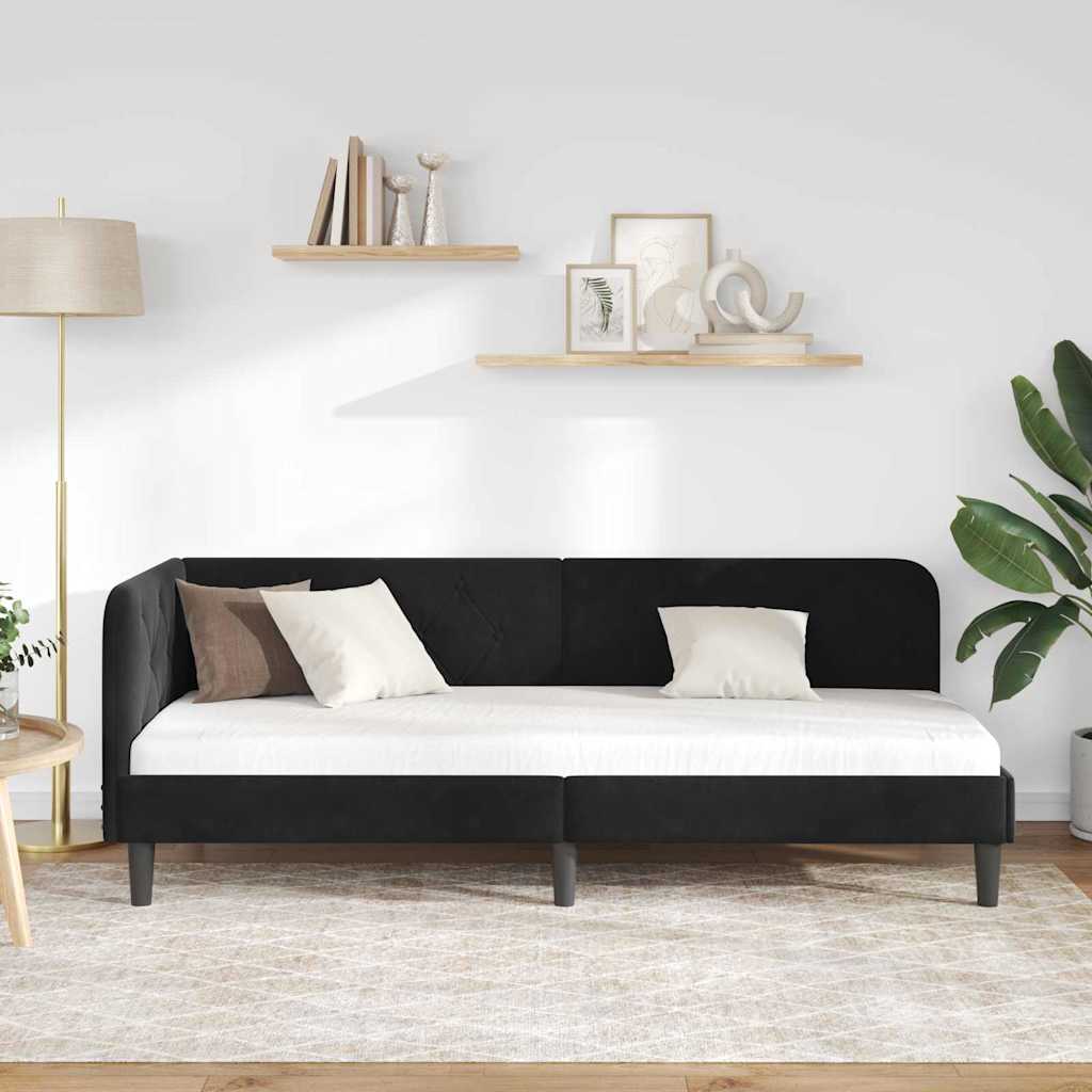 Cornice del letto ad angolo Nero 80 x 200 cm Velluto | homemem39
