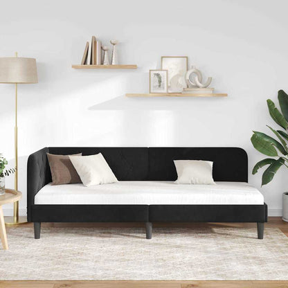 Cornice del letto ad angolo Nero 80 x 200 cm Velluto | homemem39