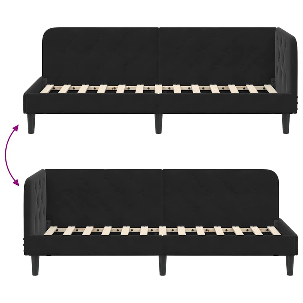 Cornice del letto ad angolo Nero 80 x 200 cm Velluto | homemem39