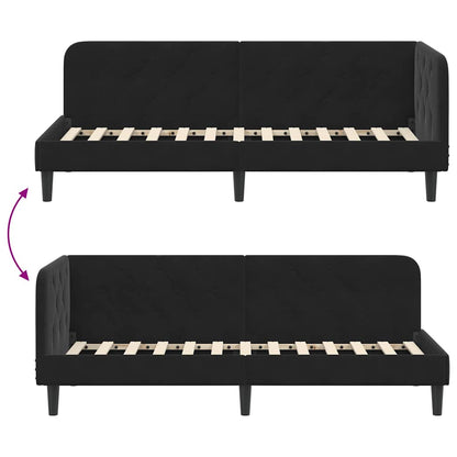 Cornice del letto ad angolo Nero 80 x 200 cm Velluto | homemem39
