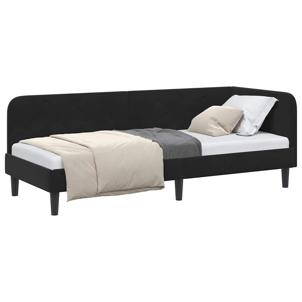 Cornice del letto ad angolo Nero 80 x 200 cm Velluto | homemem39