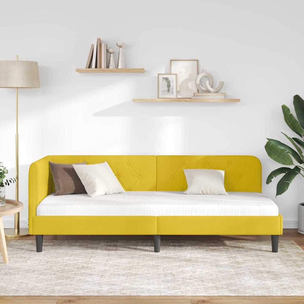 Cornice del letto ad angolo Giallo 80 x 200 cm Velluto | homemem39