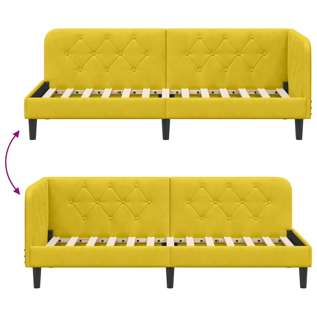 Cornice del letto ad angolo Giallo 80 x 200 cm Velluto | homemem39