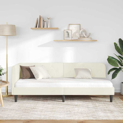 Cornice del letto ad angolo Crema 80 x 200 cm Velluto | homemem39