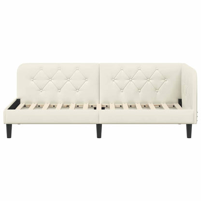 Cornice del letto ad angolo Crema 80 x 200 cm Velluto | homemem39