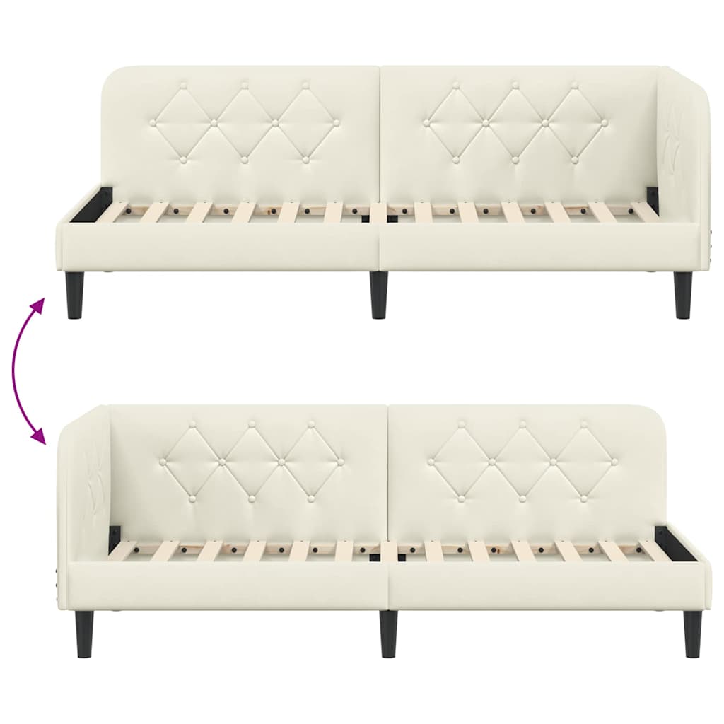 Cornice del letto ad angolo Crema 80 x 200 cm Velluto | homemem39