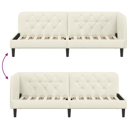 Cornice del letto ad angolo Crema 80 x 200 cm Velluto | homemem39