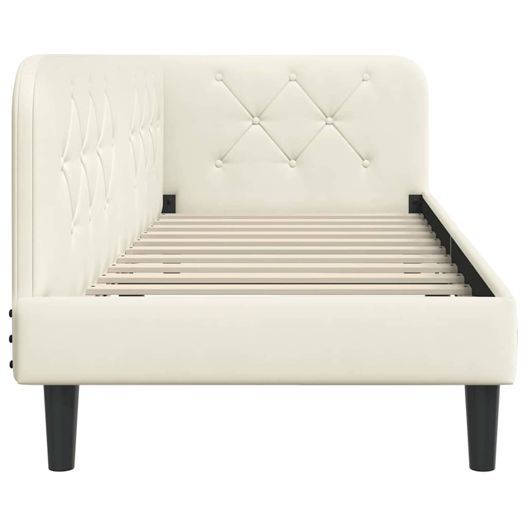 Cornice del letto ad angolo Crema 80 x 200 cm Velluto | homemem39