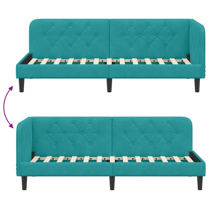 Cornice del letto ad angolo Turchese 80 x 200 cm Velluto | homemem39