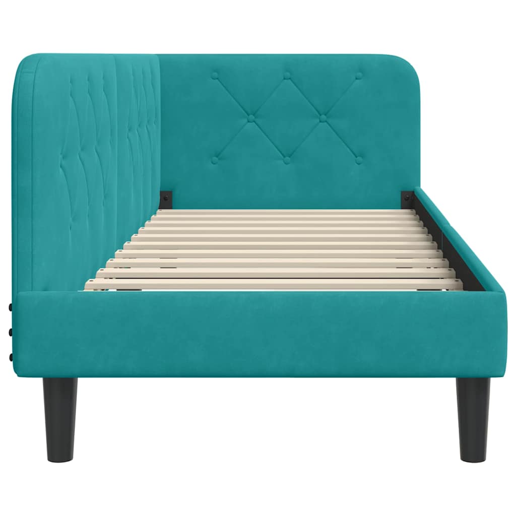 Cornice del letto ad angolo Turchese 80 x 200 cm Velluto | homemem39