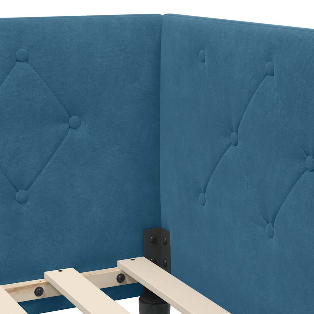 Cornice del letto ad angolo Blu 90 x 190 cm Velluto | homemem39