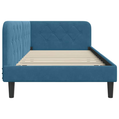 Cornice del letto ad angolo Blu 90 x 190 cm Velluto | homemem39