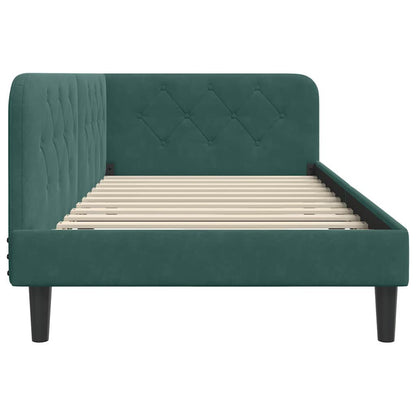 Cornice del letto ad angolo Verde Scuro 90 x 190 cm Velluto | homemem39